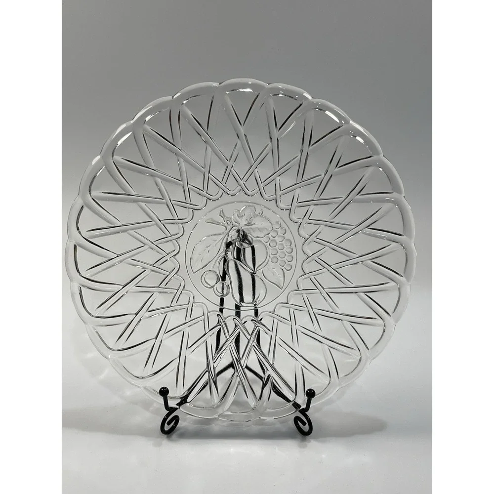 Vintage Indiana Glass Salad Plate Clear Pretzel Pattern 1950'S 8 1/2